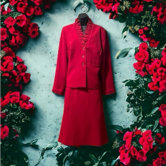 Tradition Red Ruffled Blazer & Skirt Set - Picture 16 of 16